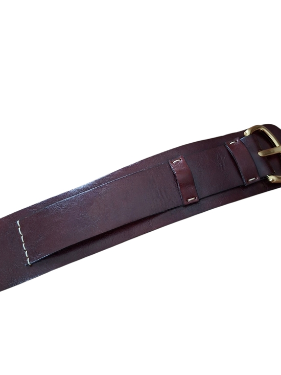 Holt Renfrew Luxe Brown Leather Belt Made in Canada Gold Buckle Timeless Classic - Picture 8 of 15